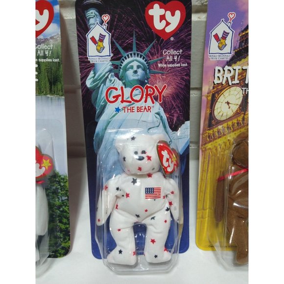 TY Beanie Babies McDonalds International Bears Set of 4-ALL w/ Errors NEW *RARE* - Picture 4 of 16